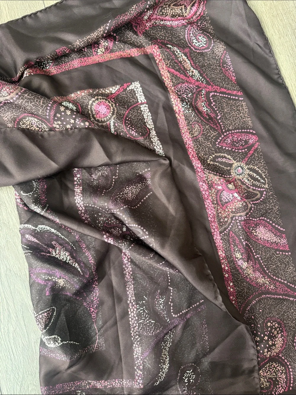 Christian Dior large Vintage burgundy pink brown silk scarf